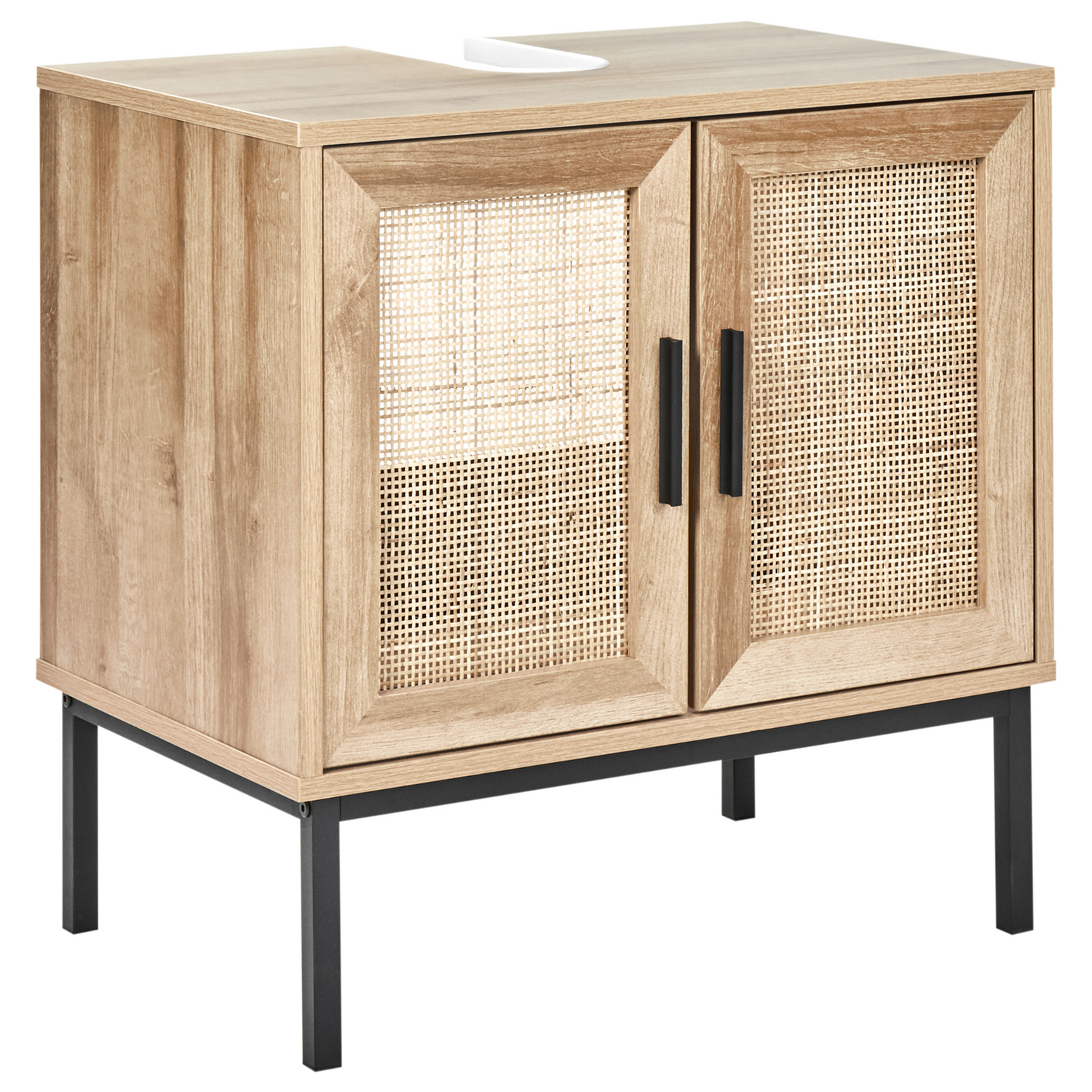 Beliani-ROSELL-Staande wastafelkast 2 deuren-Lichthout-Vezelplaat