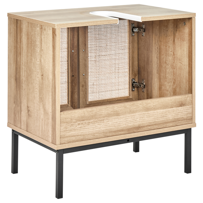 Beliani-ROSELL-Staande wastafelkast 2 deuren-Lichthout-Vezelplaat