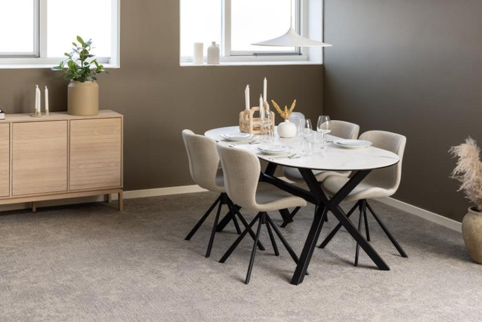 Giga Living - Eetkamerstoel Zaria Basel Beige Draaibaar - Set van 2