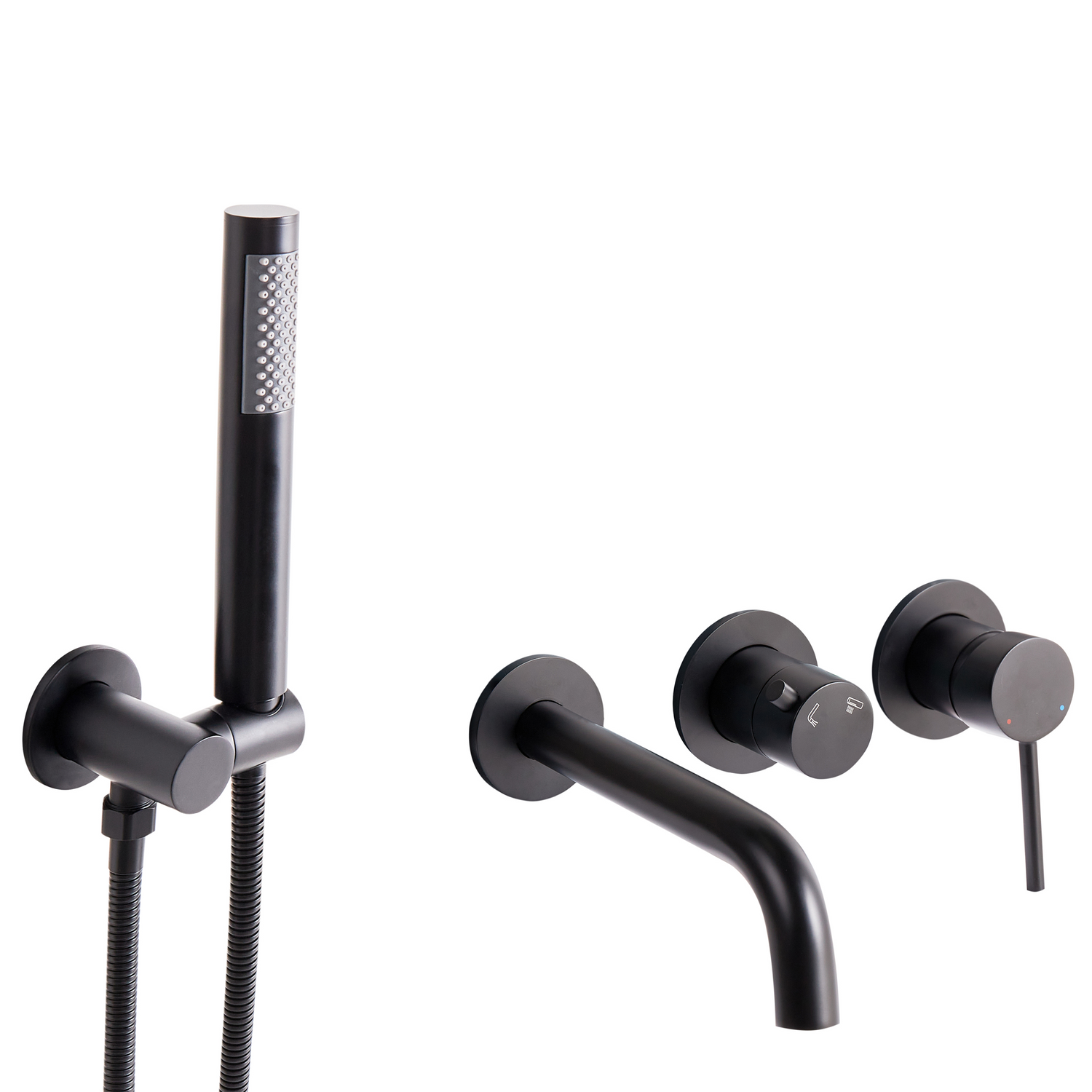 Beliani - JAVIRA - Wandgemonteerde badmengkraan - Zwart - Messing