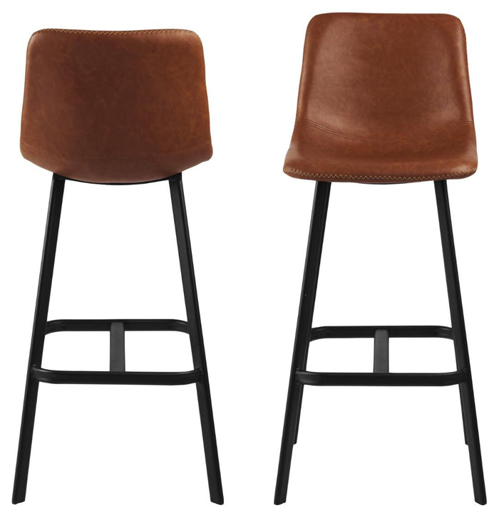 Giga Living - Barkruk - Brandy PU leer - Zithoogte 76,5cm - Isdal - Set van 2