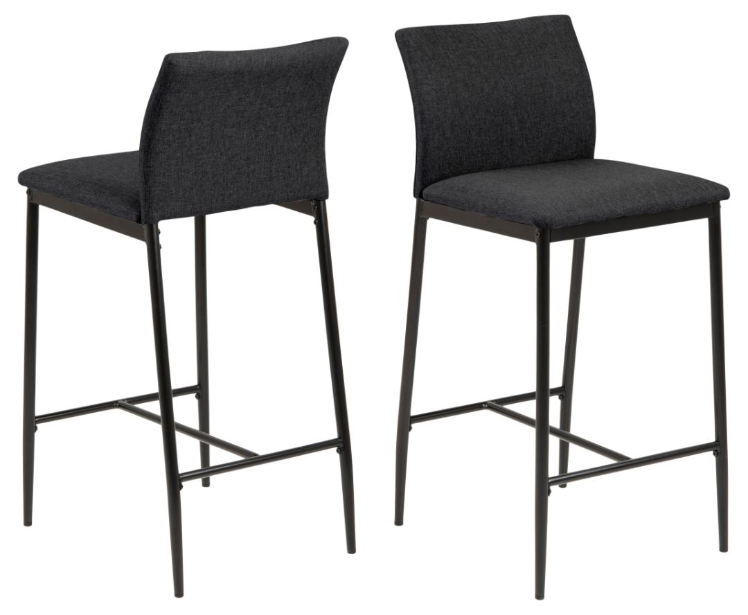 Giga Living - Barstoel Grijs Stof - Zithoogte 67cm - Grondal - Set van 2