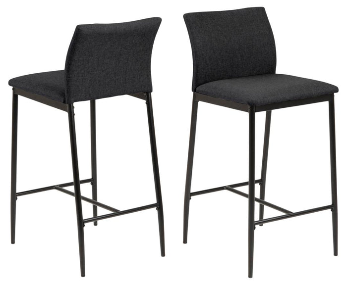 Giga Living - Barstoel Grijs Stof - Zithoogte 67cm - Grondal - Set van 2