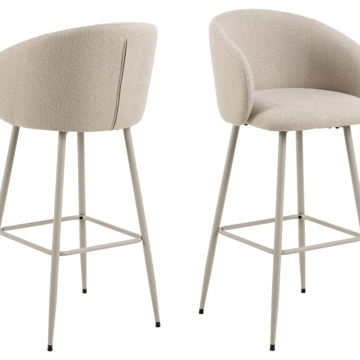 Giga Living - Barkruk - Beige Stof - Zithoogte 78cm - Skive - Set van 2