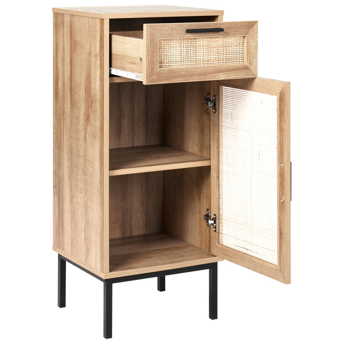 Beliani-ROSELL-Staande badkamerkast-Lichthout-40 x 92 cm-Vezelplaat