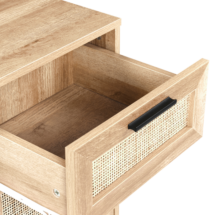 Beliani-ROSELL-Staande badkamerkast-Lichthout-40 x 92 cm-Vezelplaat