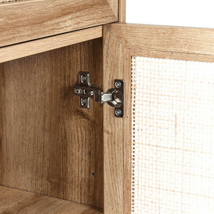 Beliani-ROSELL-Staande badkamerkast-Lichthout-40 x 92 cm-Vezelplaat