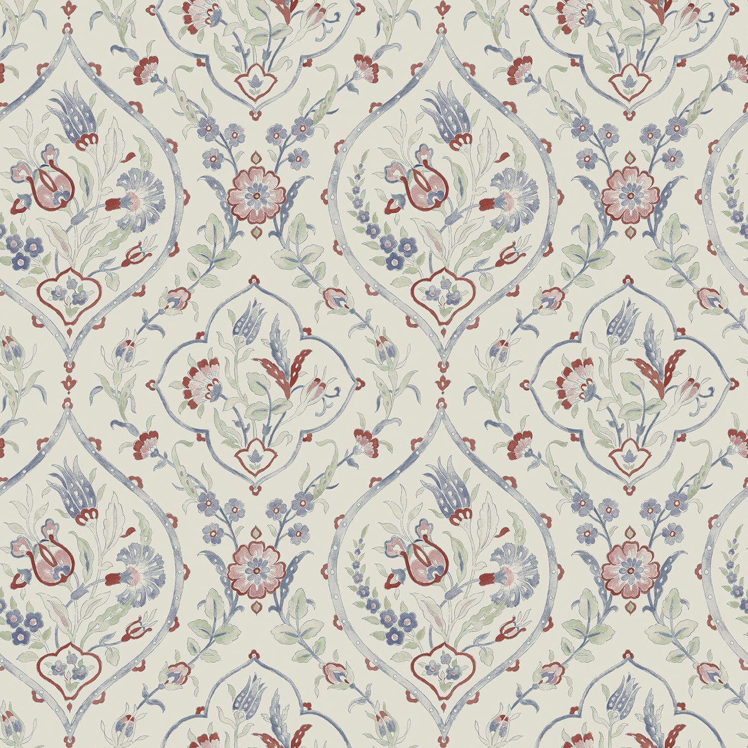 Laura Ashley Foscot Damask Behang - Bloemen - 10mx52cm - Rood