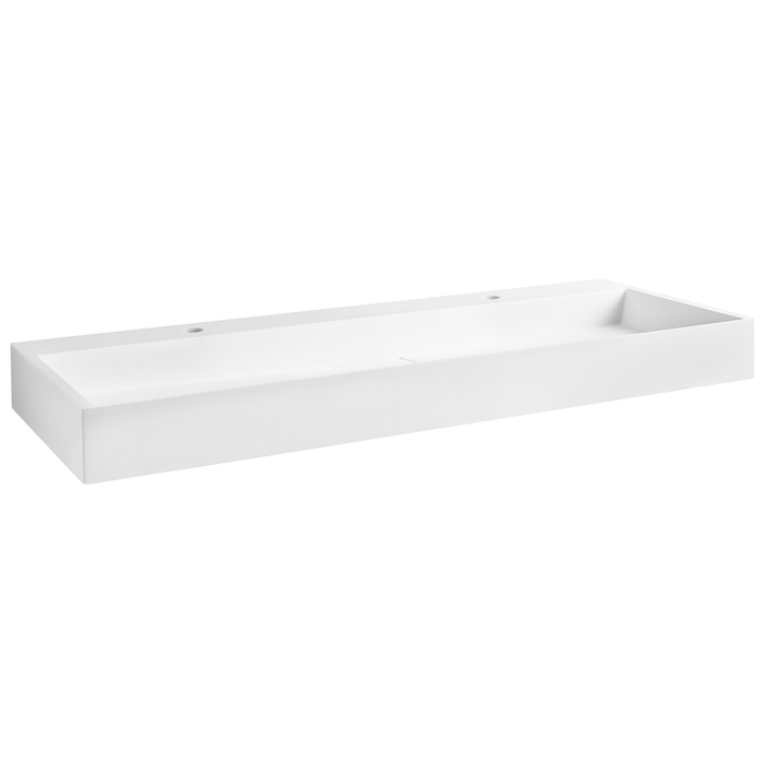 Beliani-QUENKO-Dubbele wastafel-Wit-120 x 46 cm-Mineraalgietwerk