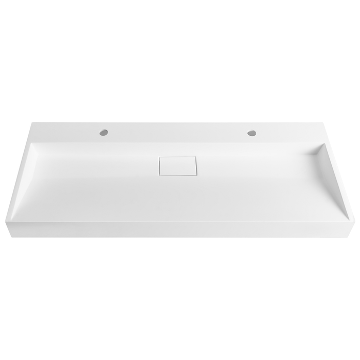 Beliani-QUENKO-Dubbele wastafel-Wit-120 x 46 cm-Mineraalgietwerk