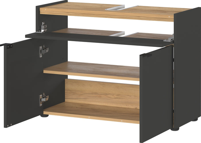 Germania Forano Grafiet | Eiken Wastafelonderkast 80 cm