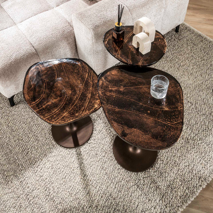 Giga Meubel - Bijzettafel Koper Metaal|Glas - 53x42x50cm - Eclipse