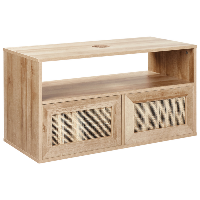 Beliani-ROSELL-Hangende wastafelkast-Lichthout-86 x 45 cm-Vezelplaat