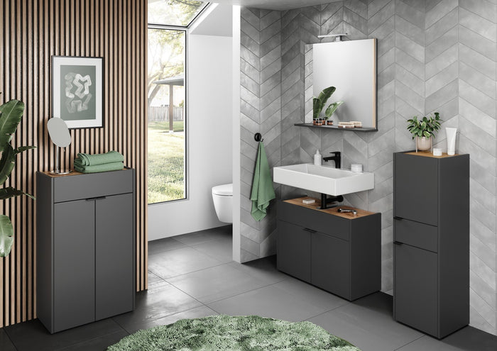 Germania Forano Grafiet | Eiken Wastafelonderkast 80 cm