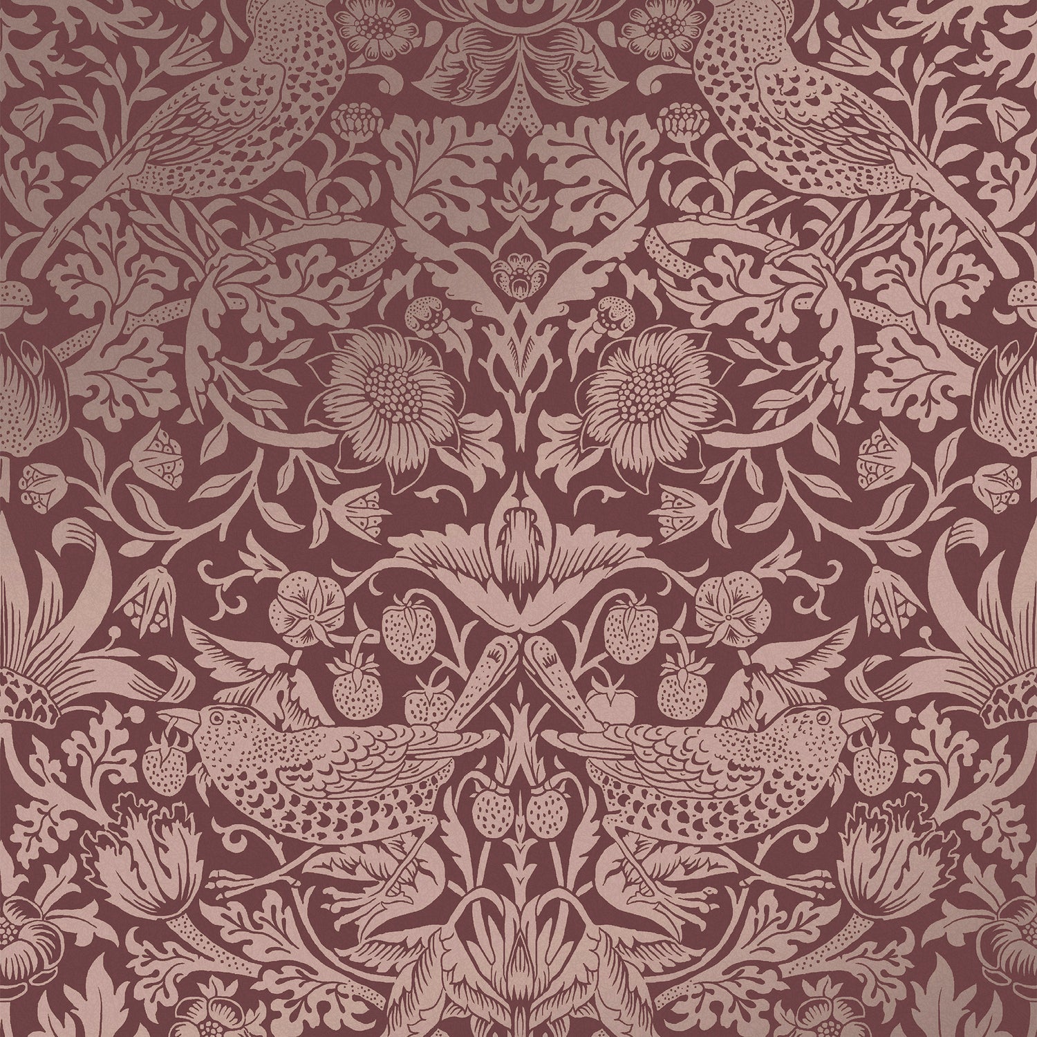 William Morris at Home vliesbehang Strawberry Thief Fibrous Burgundy