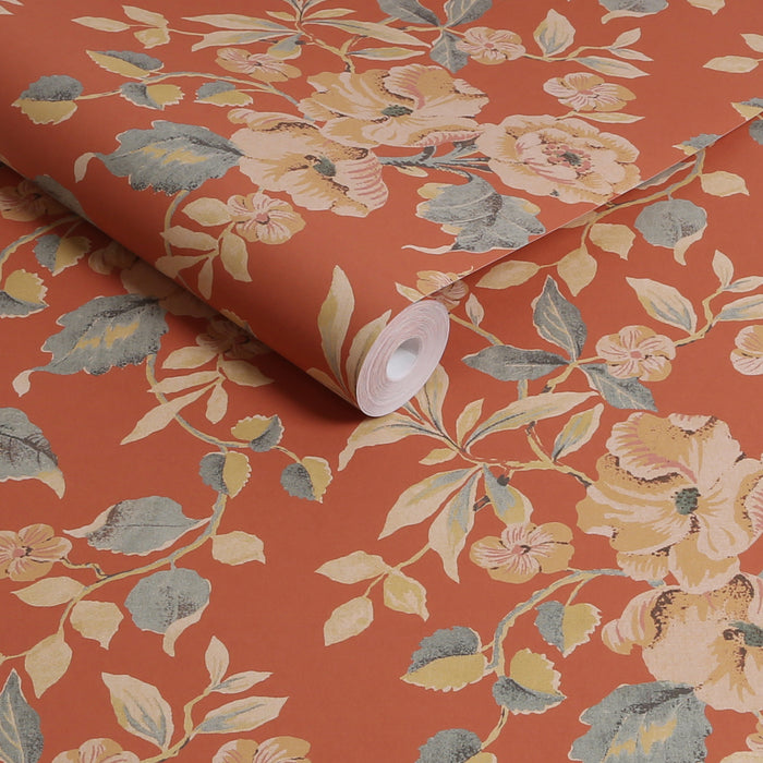 Laura Ashley Alyworth Trail Behang - Bloemen - 10mx52cm - Rood