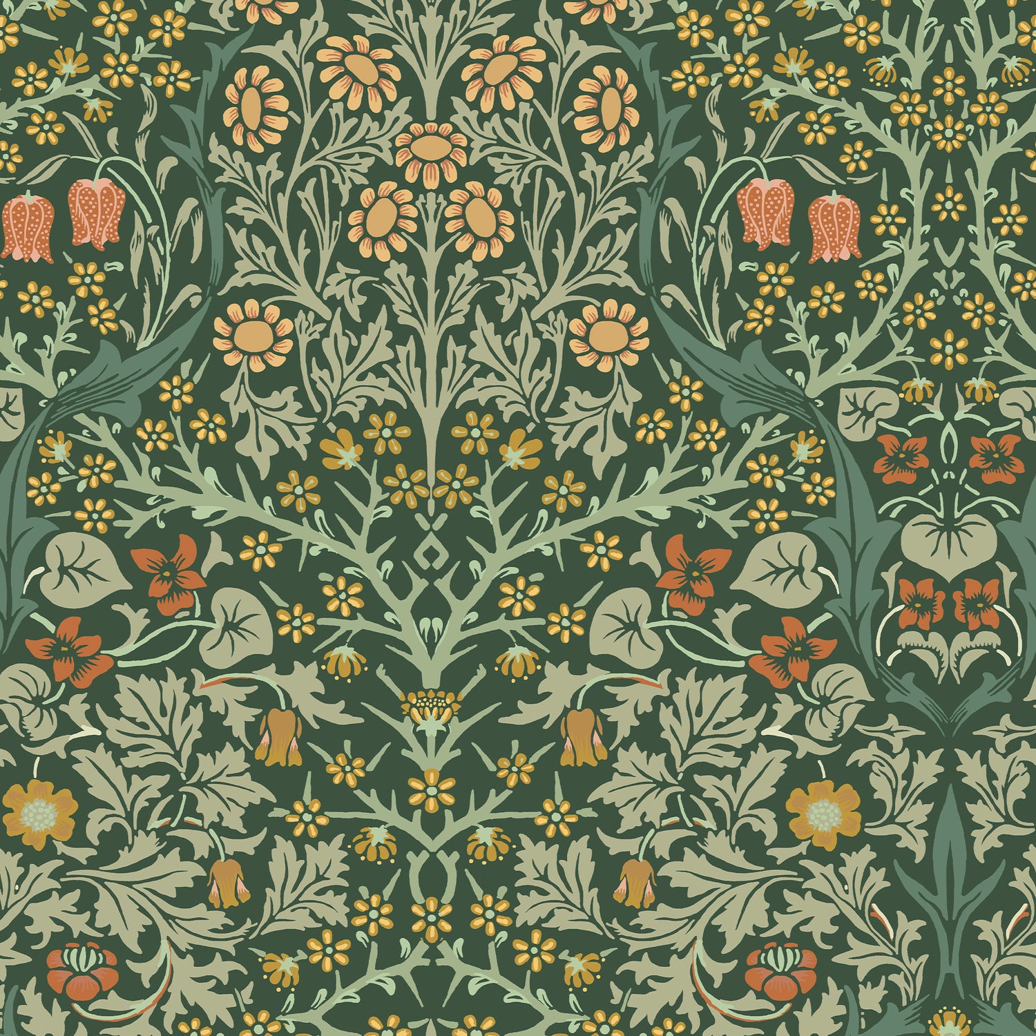 William Morris at Home Vliesbehang Blackthorn Deep Green - 10mx52cm