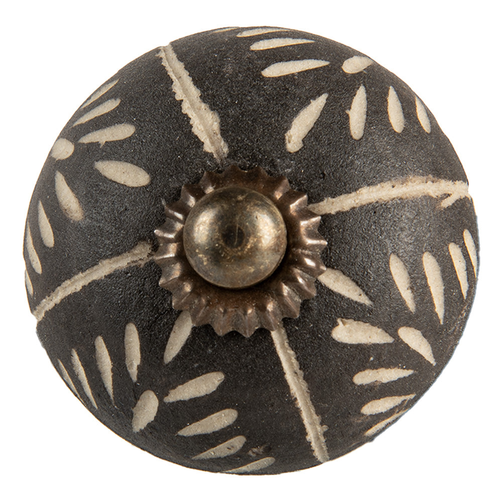 Clayre & Eef Deurknop Ø 4x4 cm Grijs Keramiek