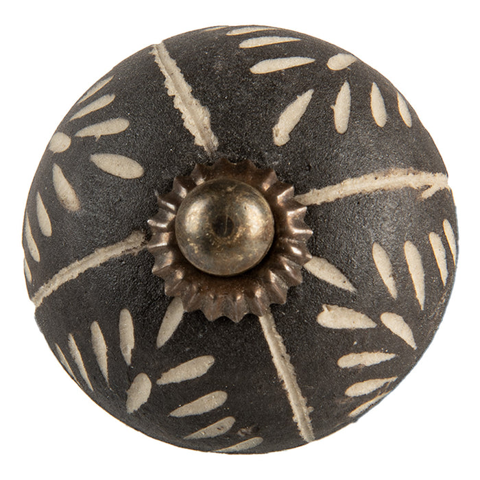 Clayre & Eef Deurknop Ø 4x4 cm Grijs Keramiek