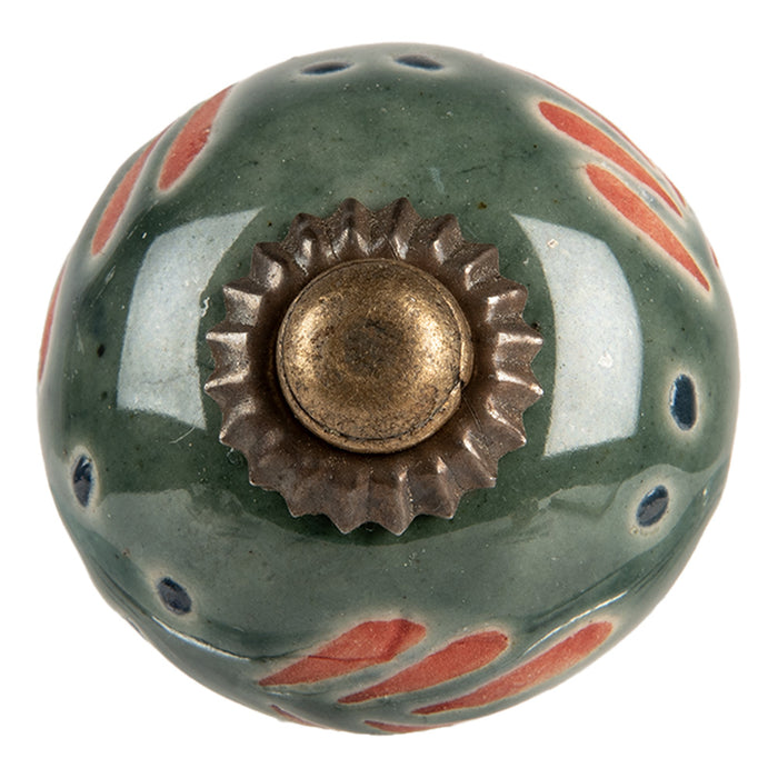 Clayre & Eef Deurknop Ø 3x3 cm Groen Keramiek