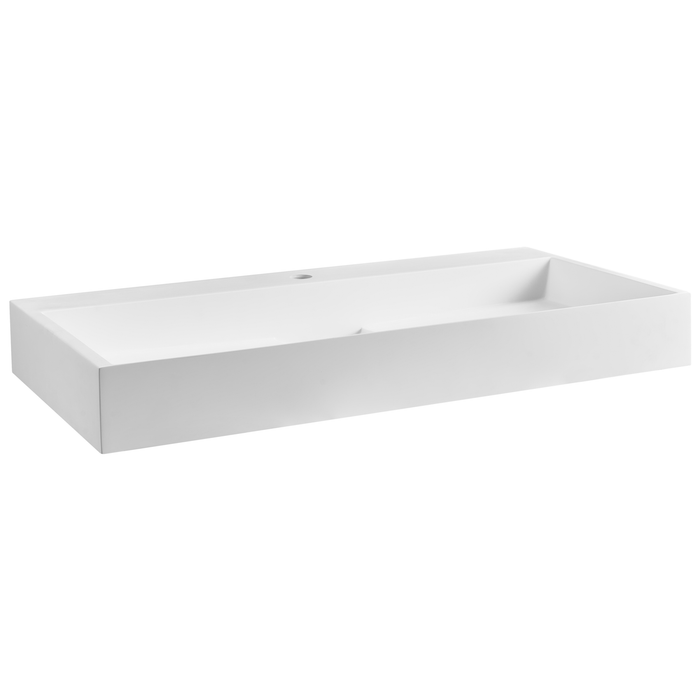 Beliani - QUENKO - Wastafel - Wit - 90 x 46 cm - Mineraalgietwerk