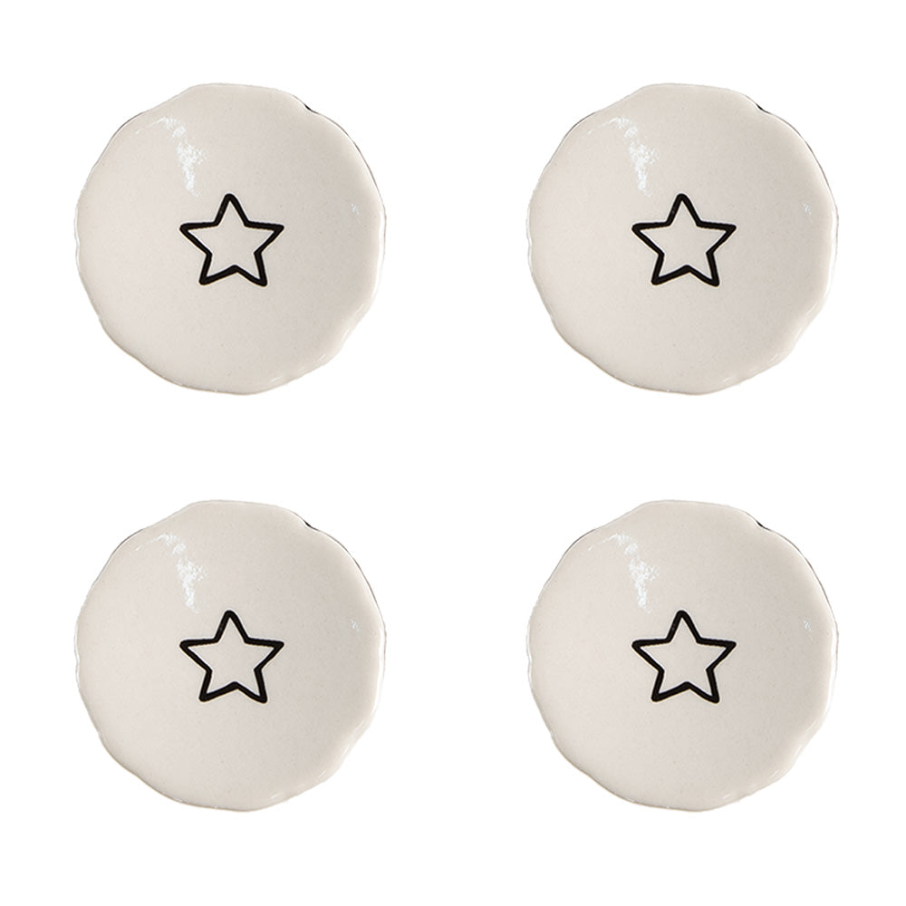 Clayre & Eef Deurknop Set van 4 Ø 4 cm Beige Keramiek Ster