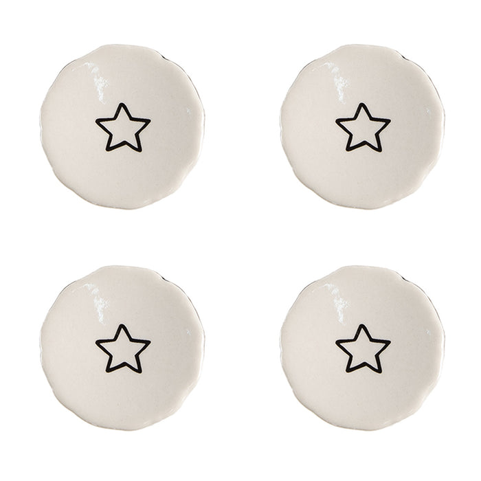 Clayre & Eef Deurknop Set van 4 Ø 4 cm Beige Keramiek Ster