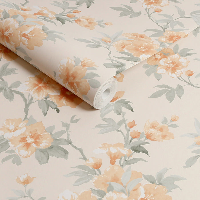 Laura Ashley Rosamund Behang - Bloemen - 10mx52cm - Geel