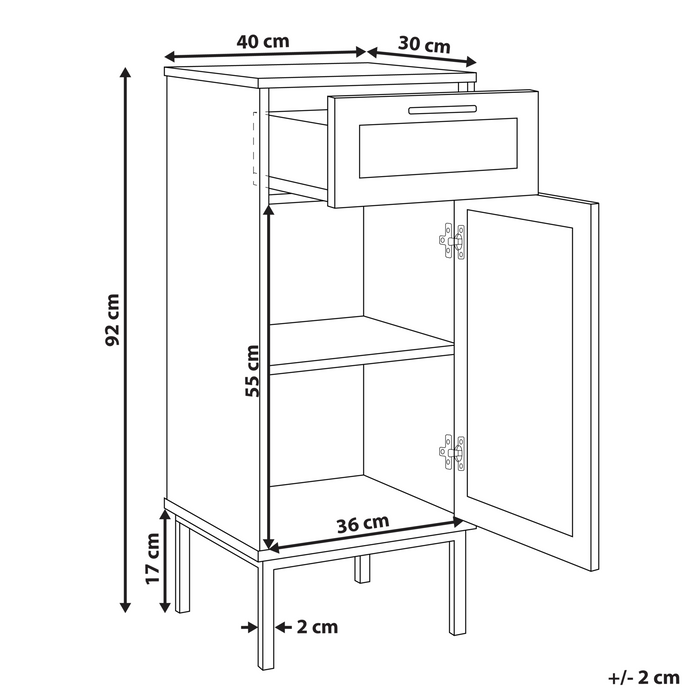 Beliani-ROSELL-Staande badkamerkast-Lichthout-40 x 92 cm-Vezelplaat