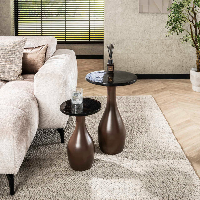 Giga Meubel - Bijzettafel Koper Metaal|Glas - 40x40x60cm - Eclipse