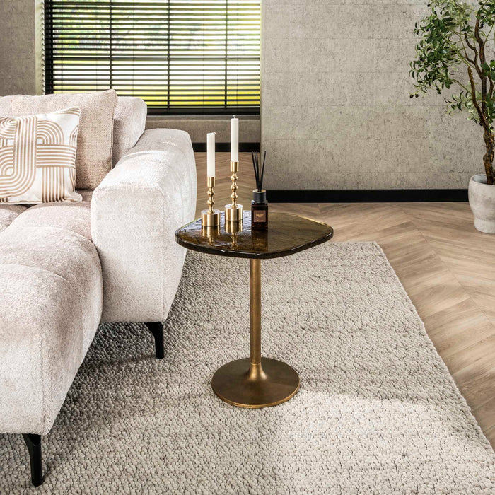 Giga Meubel - Bijzettafel Goud Metaal|Glas - 53x42x50cm - Eclipse