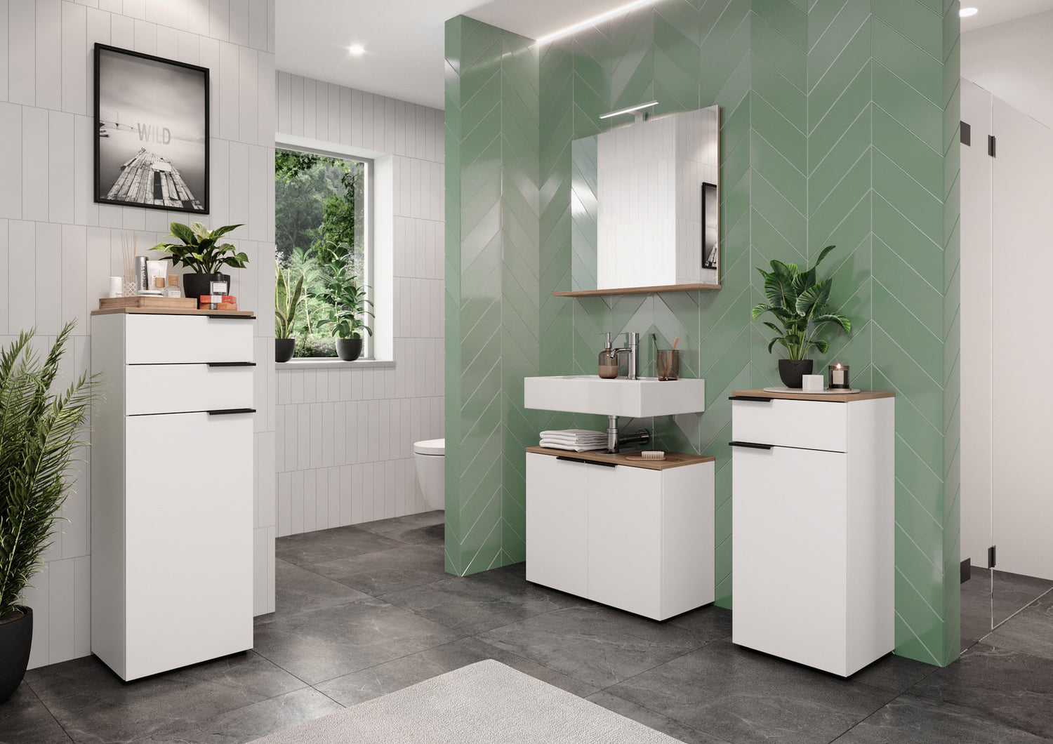 Germania Menen Wit | Eiken Badmeubel Set Twee