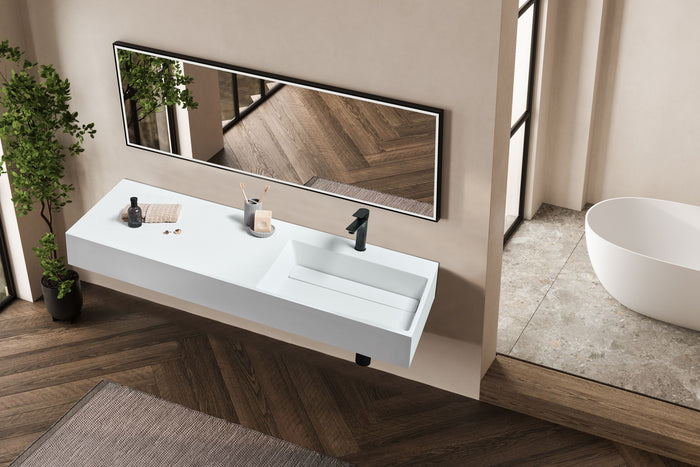 Beliani - CUSCO - Wastafel - Wit - 150 x 48 cm - Mineraalgietwerk