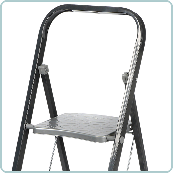 NORDIX Huishoudtrap Keukentrapje 3 treden Opstapje Opvouwbaar Zwart...