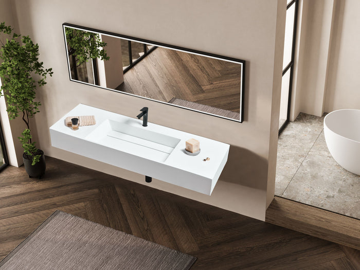 Beliani - CUSCO - Wastafel - Wit - 120 x 48 cm - Mineraalgietwerk