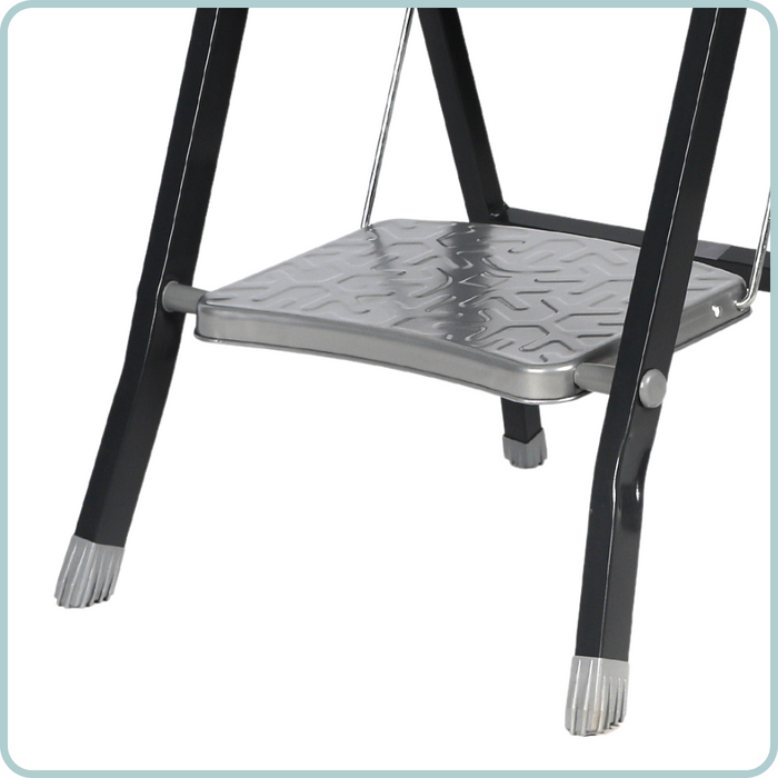 NORDIX Huishoudtrap Keukentrapje 2 treden Opstapje Opvouwbaar Zwart...