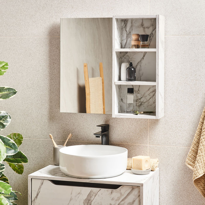 Beliani - JOINVILLE - Badkamerwandkast met spiegel - Wit - Vezelplaat