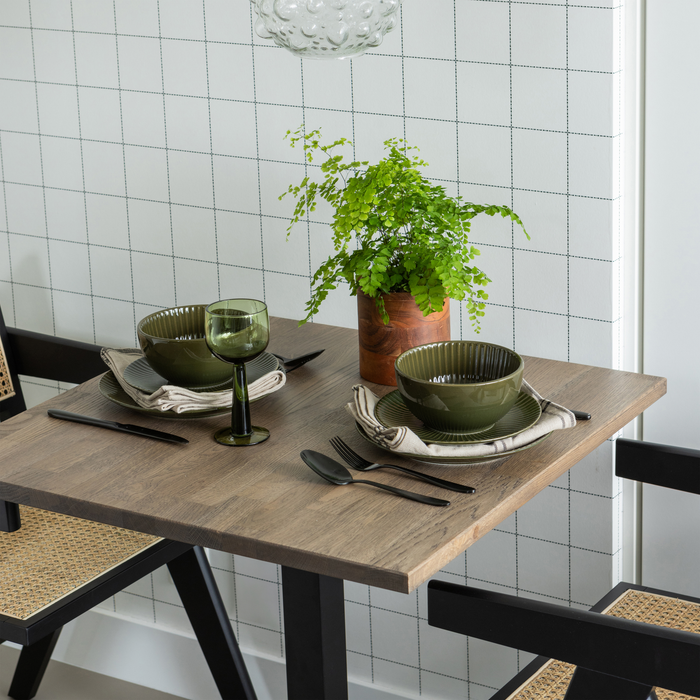 WOOOD Tablo Eettafel Vierkant Vingerlas - Eiken - Cashmere Brown-80x80