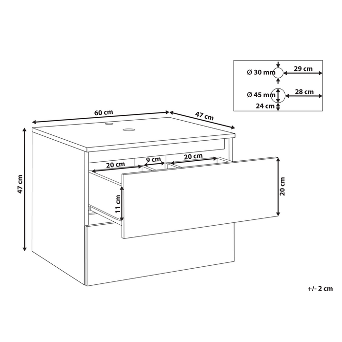 Beliani - SERRA - Badkamerkast - Zwart - 60 x 47 cm - MDP