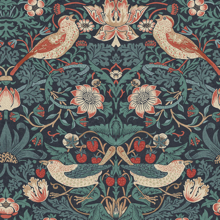 William Morris at Home Vliesbehang Strawberry Thief Deep Blue -