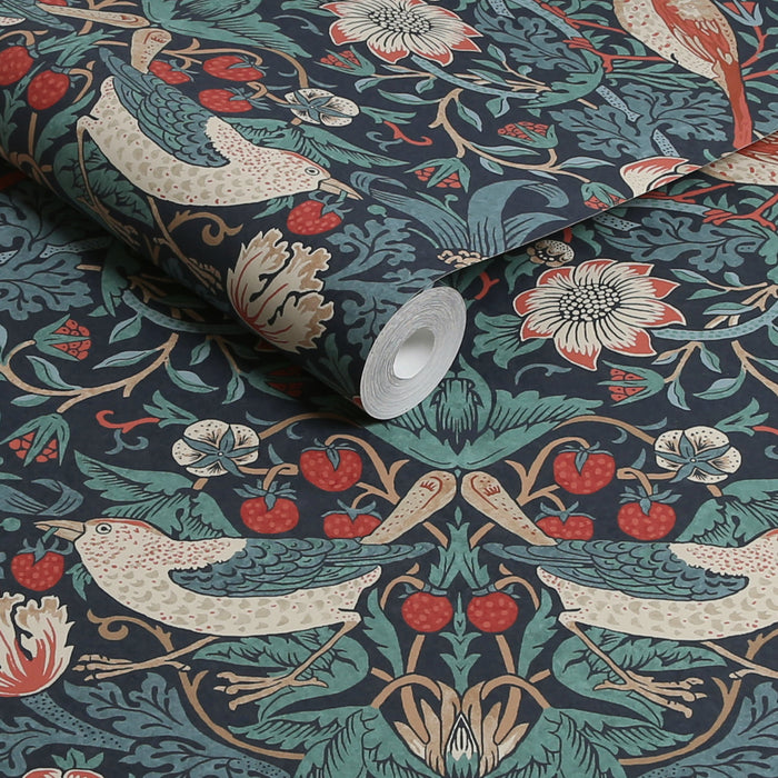 William Morris at Home Vliesbehang Strawberry Thief Deep Blue -