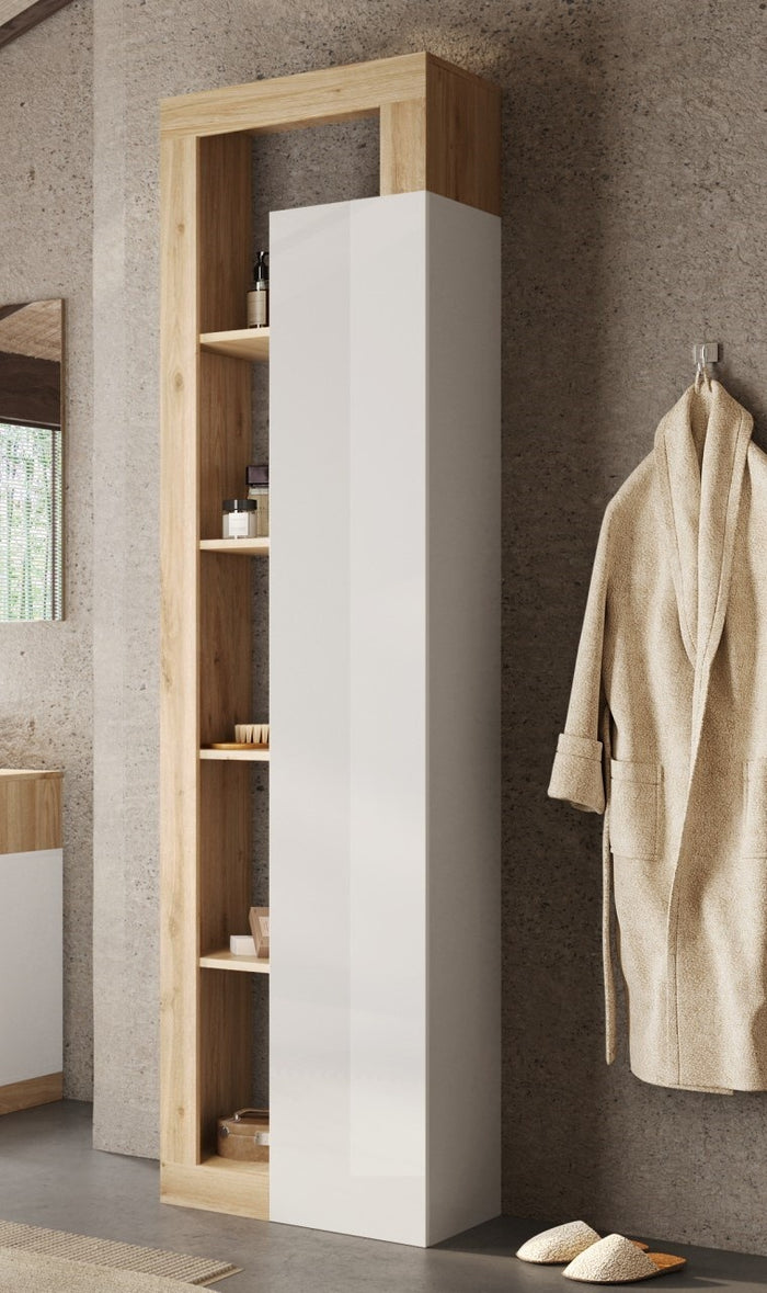 Benvenuto Design Hamburg HG Wit | Eiken Badkamerkast 1-Deur 4-Planken