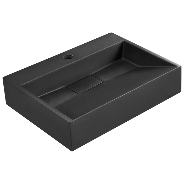 Beliani - QUENKO - Wastafel - Zwart - 50 x 38 cm - Mineraalgietwerk