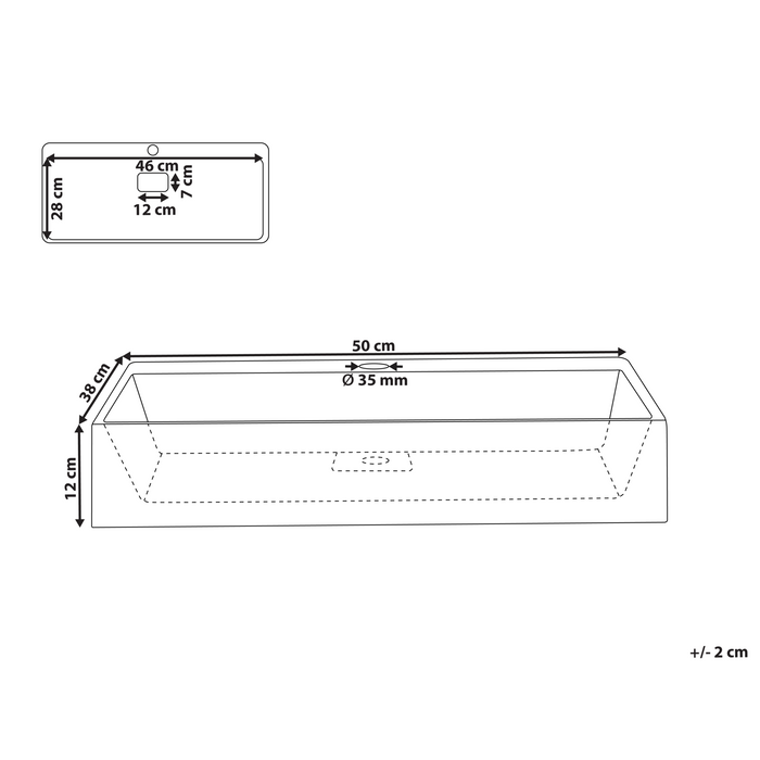 Beliani - QUENKO - Wastafel - Zwart - 50 x 38 cm - Mineraalgietwerk