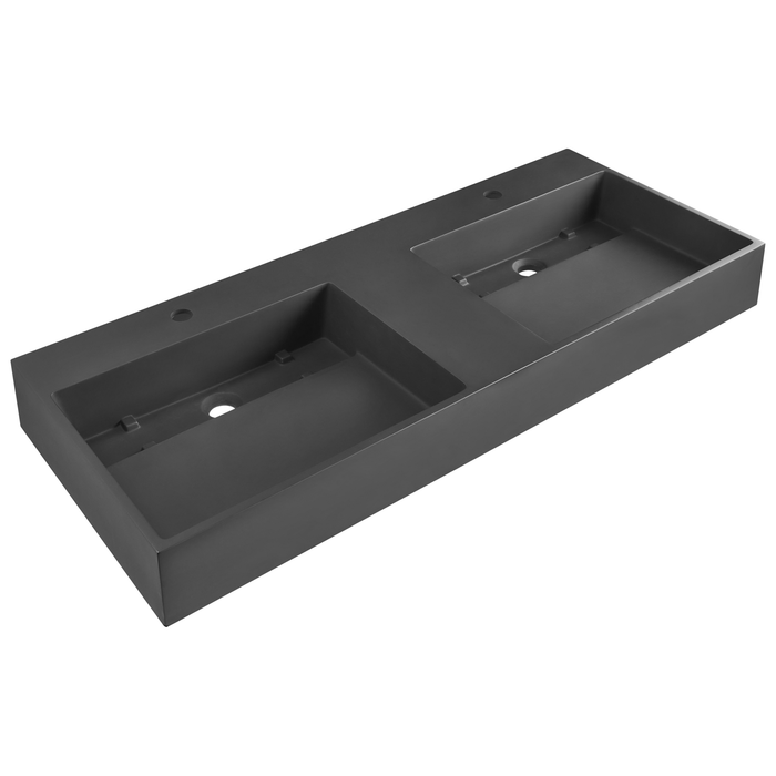 Beliani-QUENKO-Dubbele wastafel-Zwart-120 x 48 cm-Mineraalgietwerk