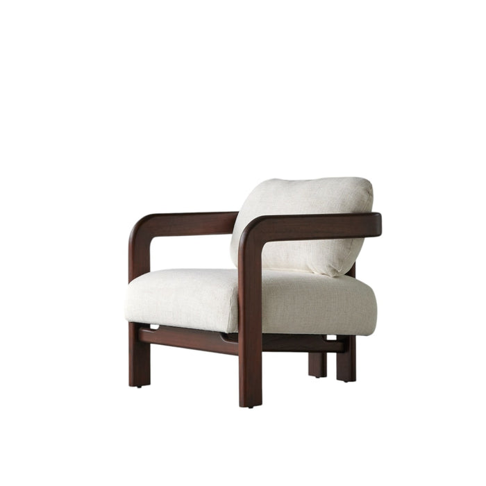 Tikamoon - Fauteuil in massief mindihout en ecru bouclé stof Charlie,…