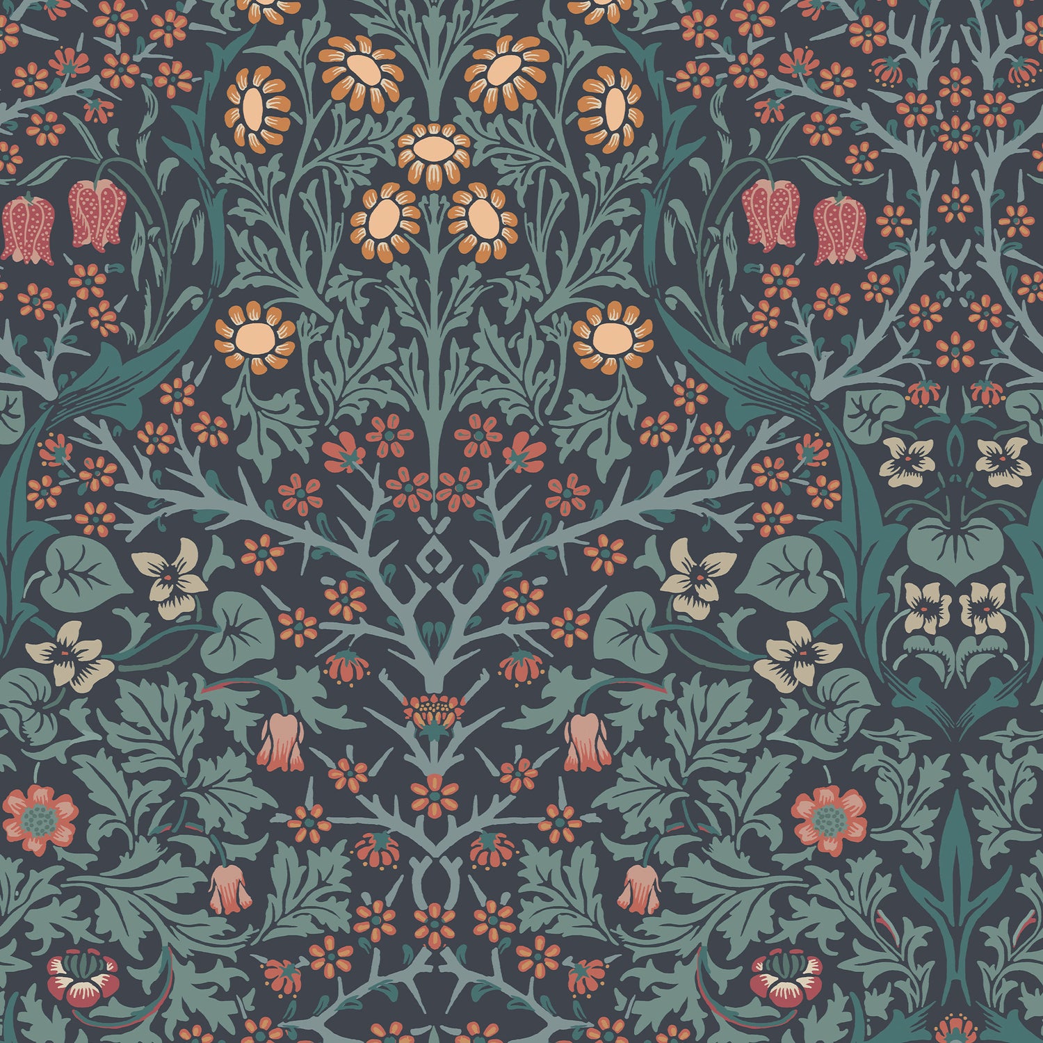 William Morris at Home vliesbehang Blackthorn Navy