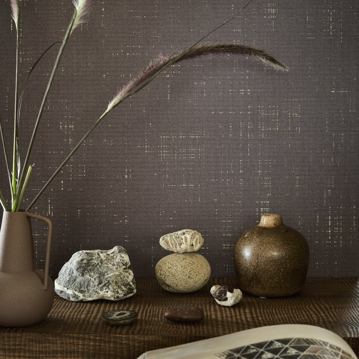 vtwonen vliesbehang - linnen gold - ebony