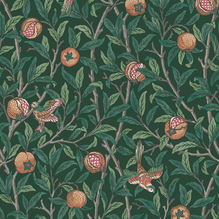 William Morris at Home Vliesbehang Bird & Pomegranate Deep Green -