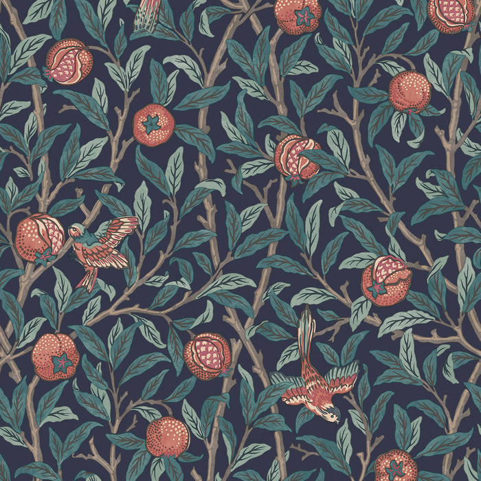 William Morris at Home vliesbehang Bird & Pomegranate Navy Blue